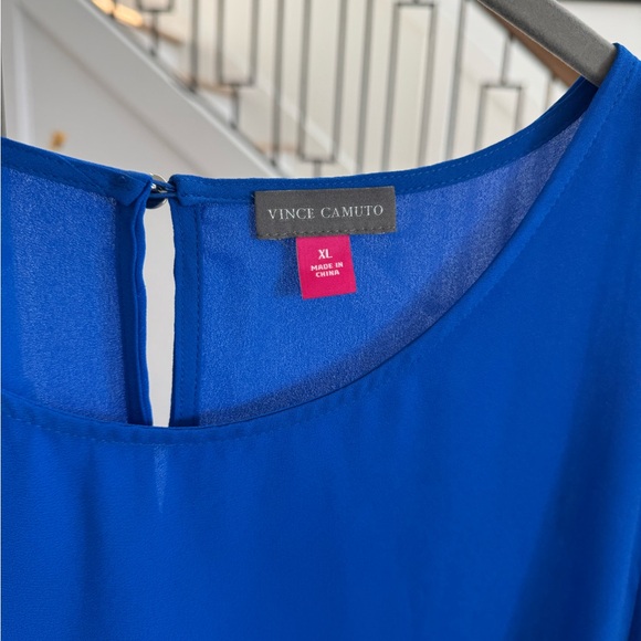 Vince Camuto Varsity Blue Tunic Length Blouse - Picture 2 of 8